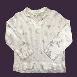 Rachel Zoe Linen Tie-Dye Tunic Drop-Shoulder Half-Sleeve Size M MSRP $98